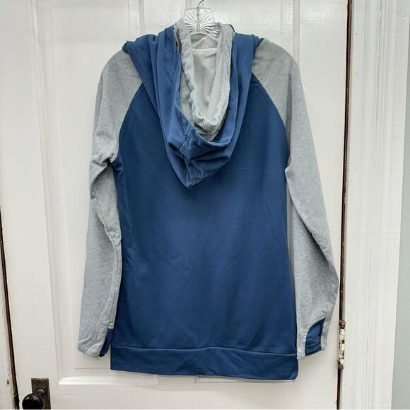 & Ampersand Ave navy grey long sleeve hooded sweatshirt hoodie women's large - Picture 5 of 6